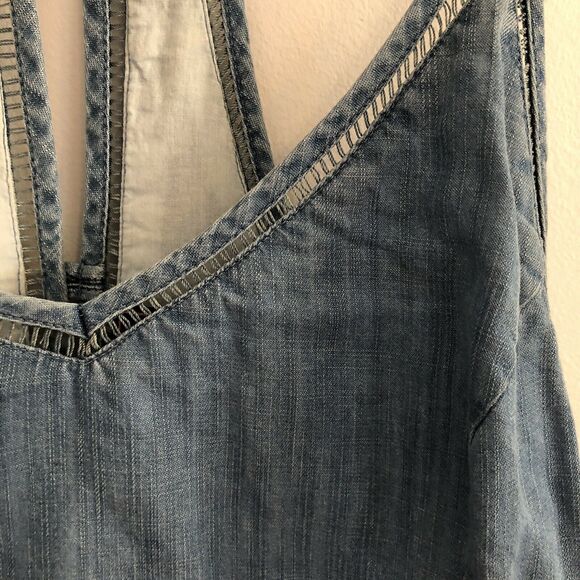 Superdry Spaghetti Strap Denim Dress w Lace Detail size L - Picture 2 of 9
